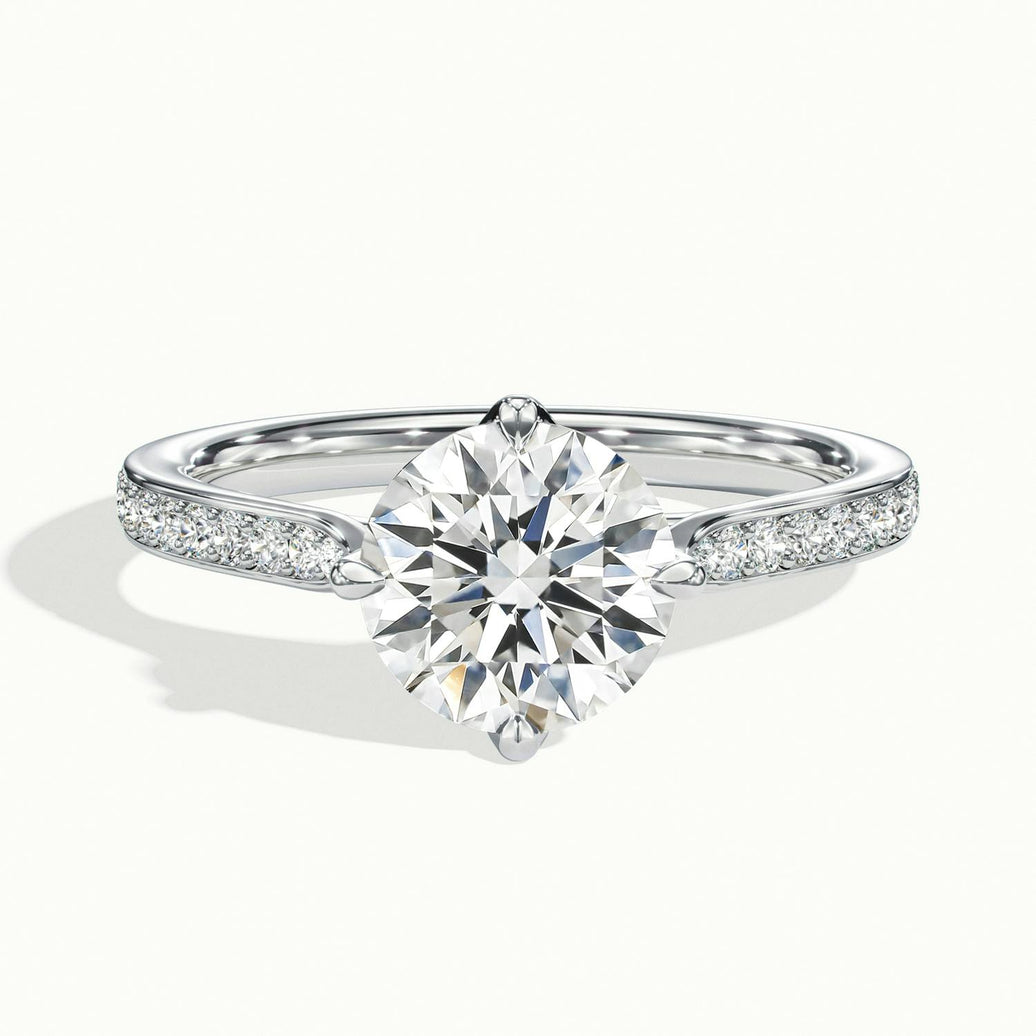 Rosette Round Solitaire Pavé Engagement Ring