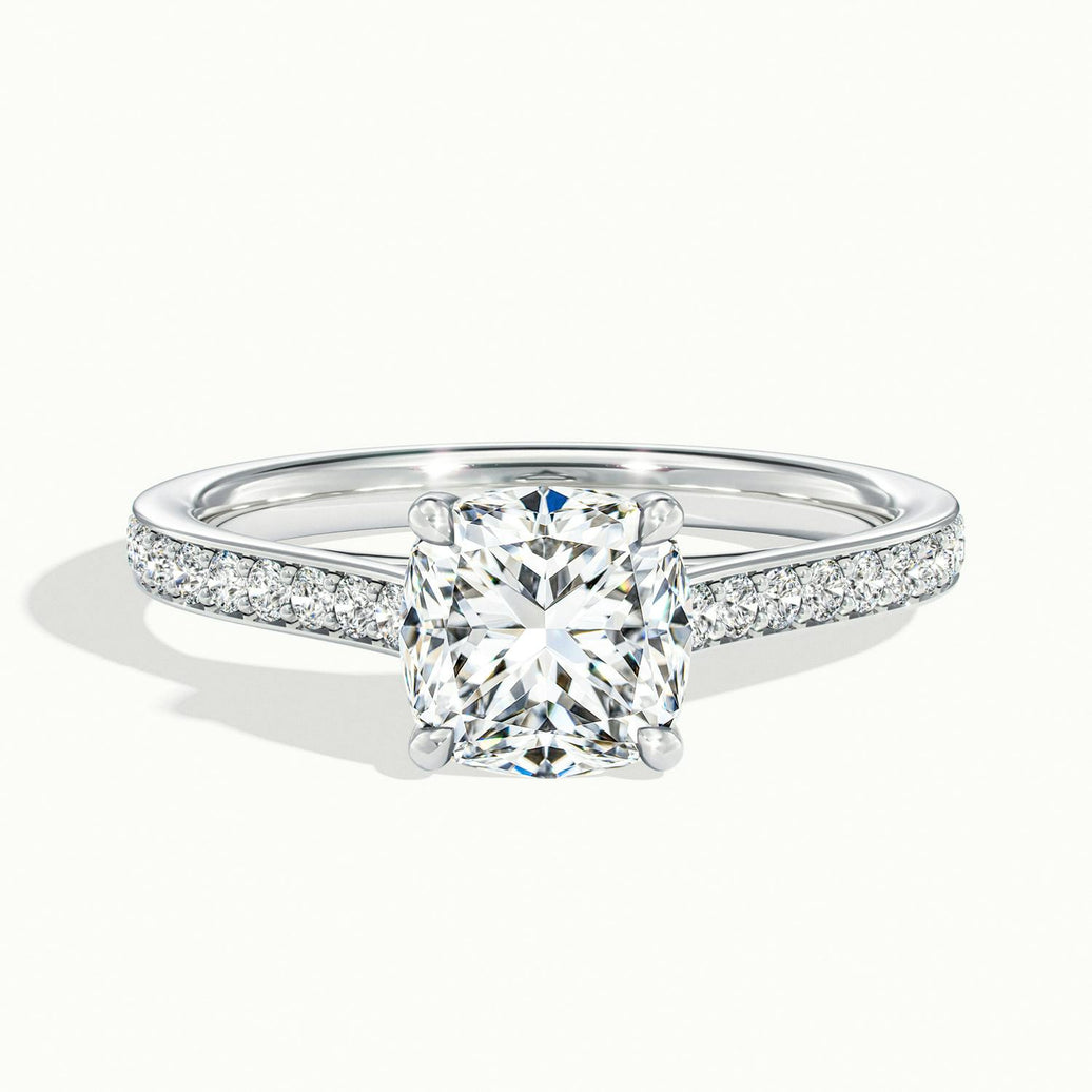 Versailles Cushion Solitaire Pavé Engagement Ring