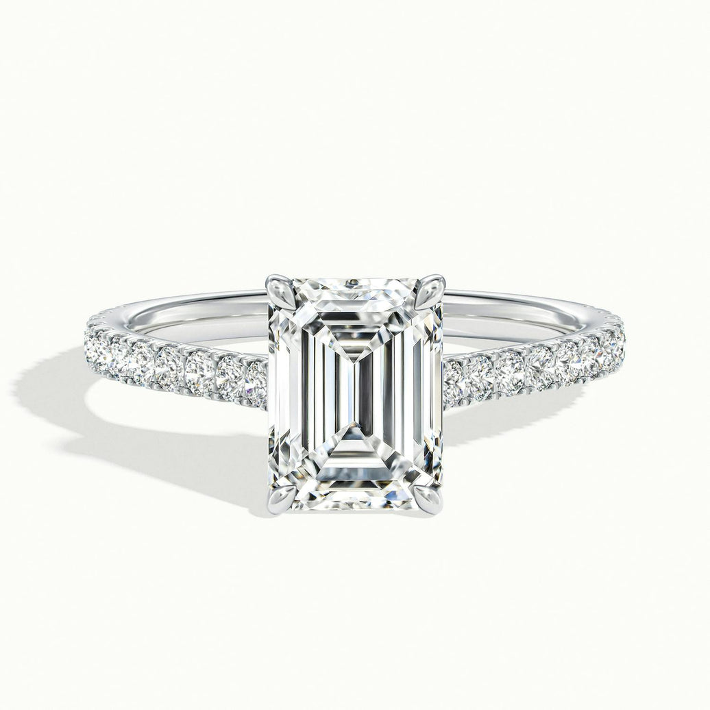 Freesia Emerald Solitaire Pavé Engagement Ring