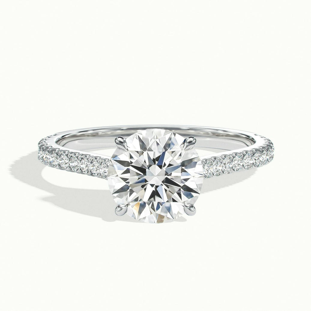 Freesia Round Solitaire Pavé Engagement Ring