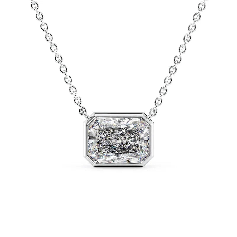 Radiant Cut Bezel-Set Diamond Pendant Necklace