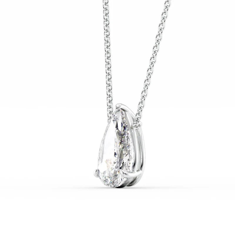 Pear Cut Solitaire Diamond Pendant Necklace