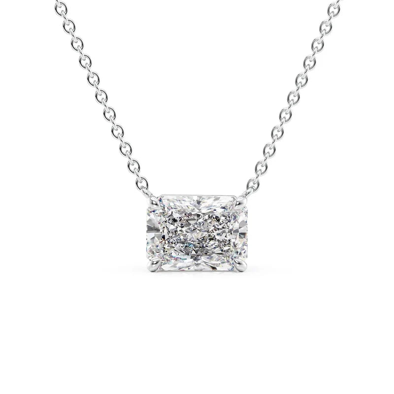 Radiant Cut Solitaire Diamond Pendant Necklace