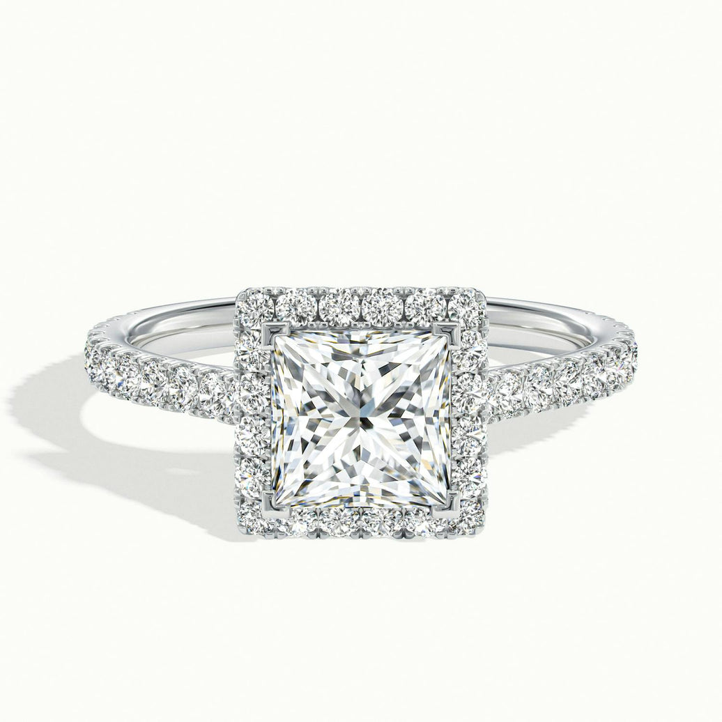 Solara Princess Pavé Halo Engagement Ring