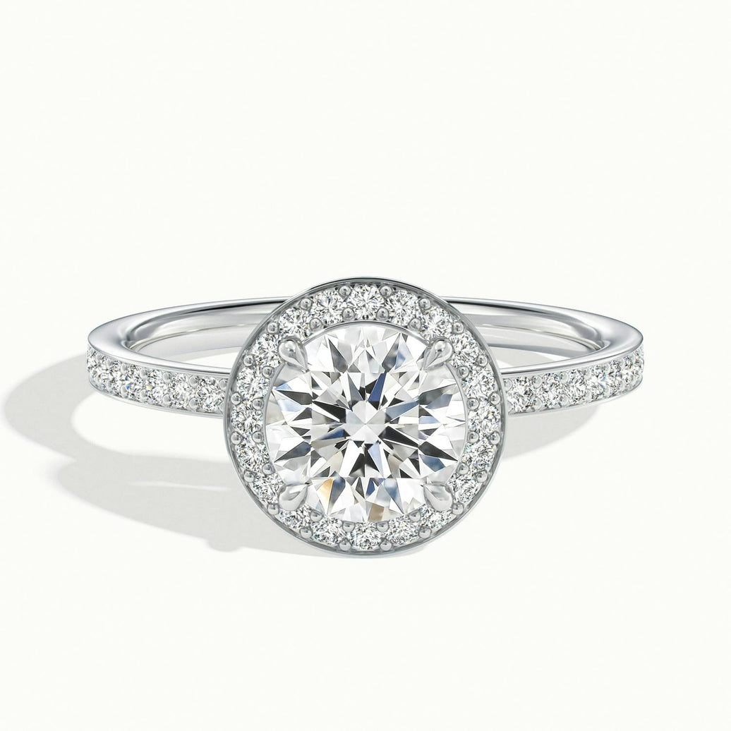 Oriana Round Pavé Halo Engagement Ring