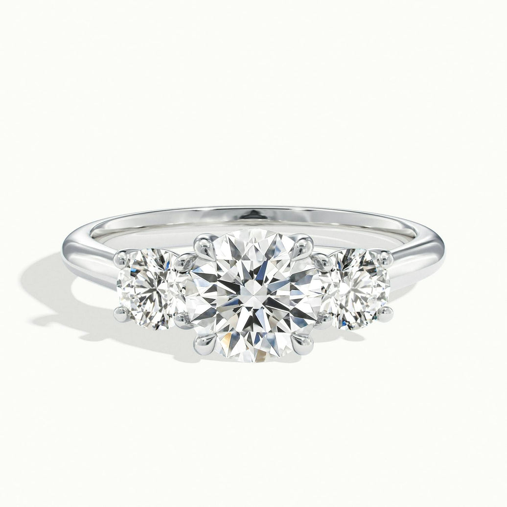 Fiorielle Round Three Stone Diamond Engagement Ring