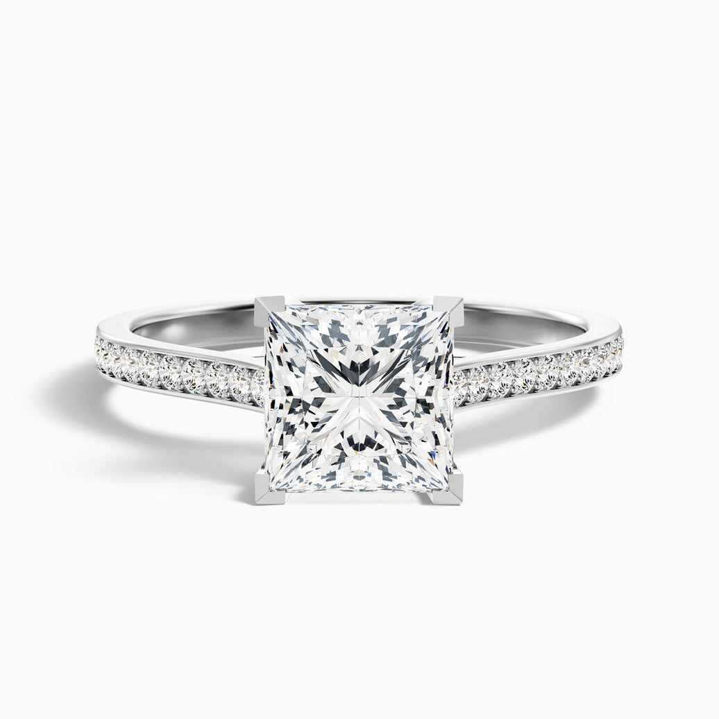 Maya Princess Cut Side Stone Pave Lab Grown Diamond Ring