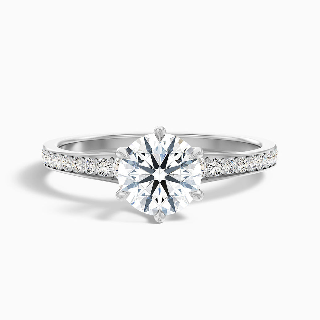Beatrice Round Side Stone Pave Lab Grown Diamond Ring