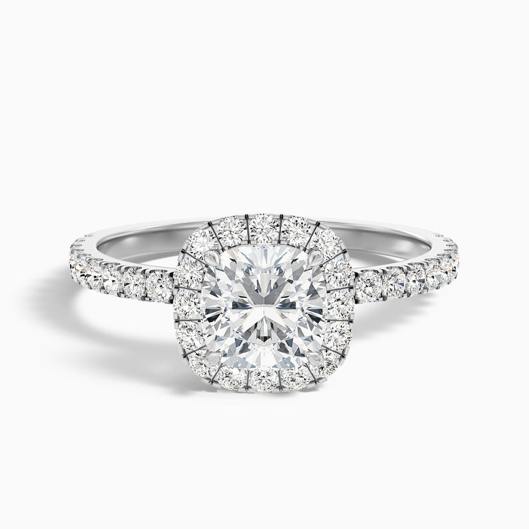Vivian Cushion Cut Halo Pave Lab Grown Diamond Ring