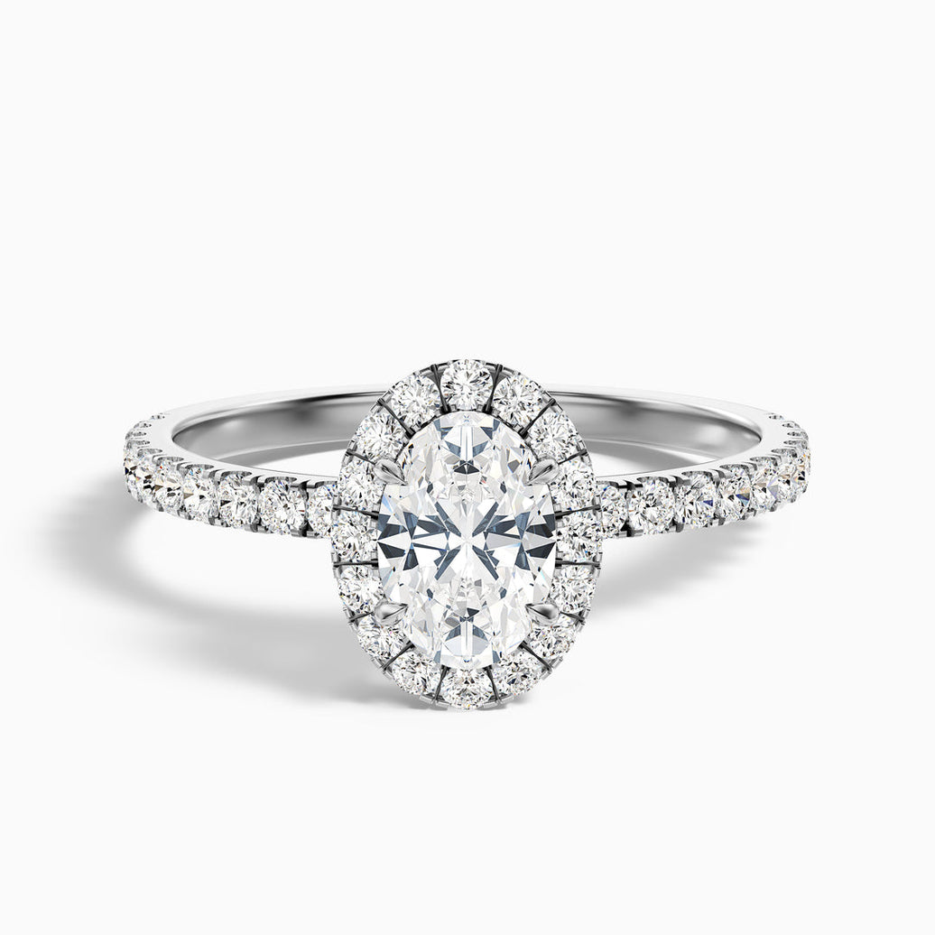 Elswin Oval Halo Pave Lab Grown Diamond Ring