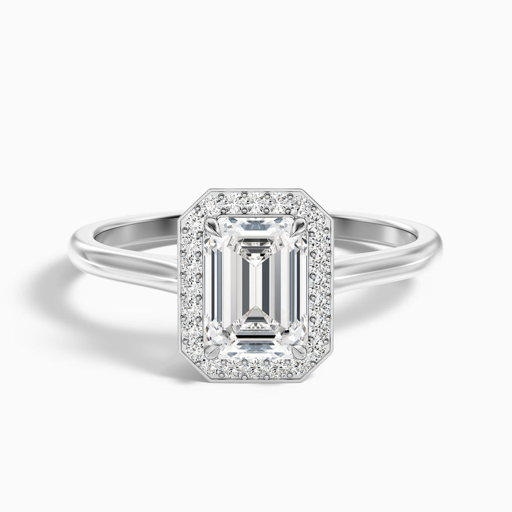 Kylie Emerald Cut Halo Lab Grown Engagement Ring
