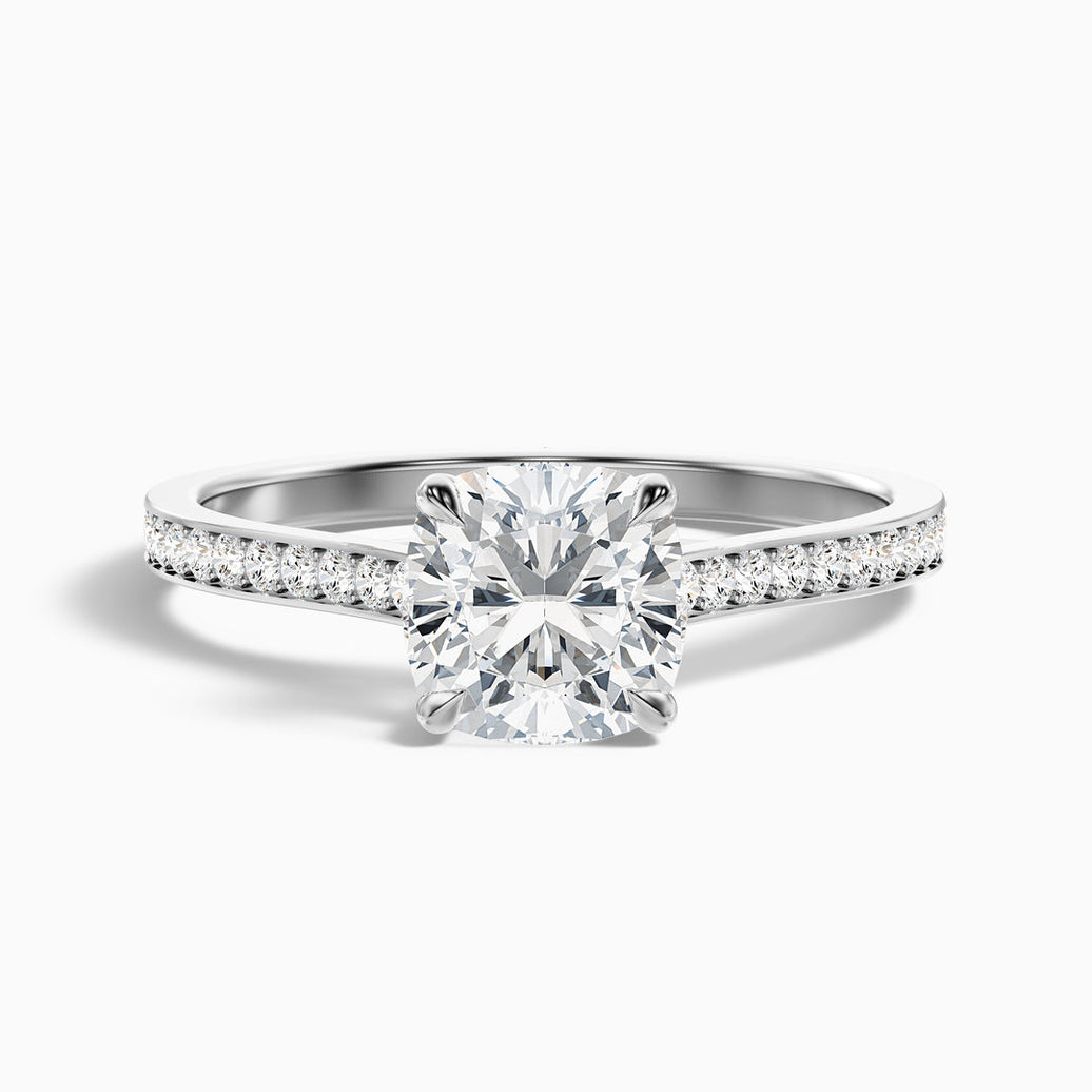 Faith Cushion Cut Side Stone Pave Lab Grown Engagement Ring
