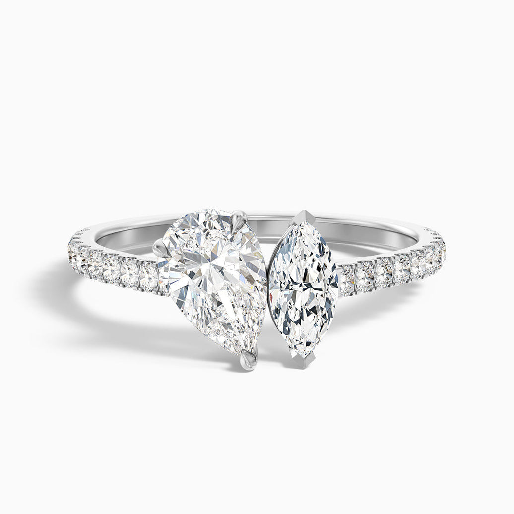 Hixen Toi Et Moi Engagement Ring With Pear and Marquise Two Stone Lab Grown Diamond