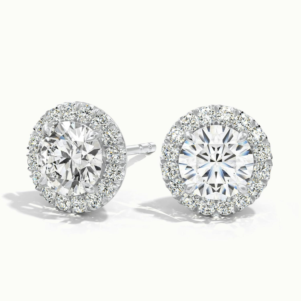 Elanisse Round Diamond Halo Stud Earrings