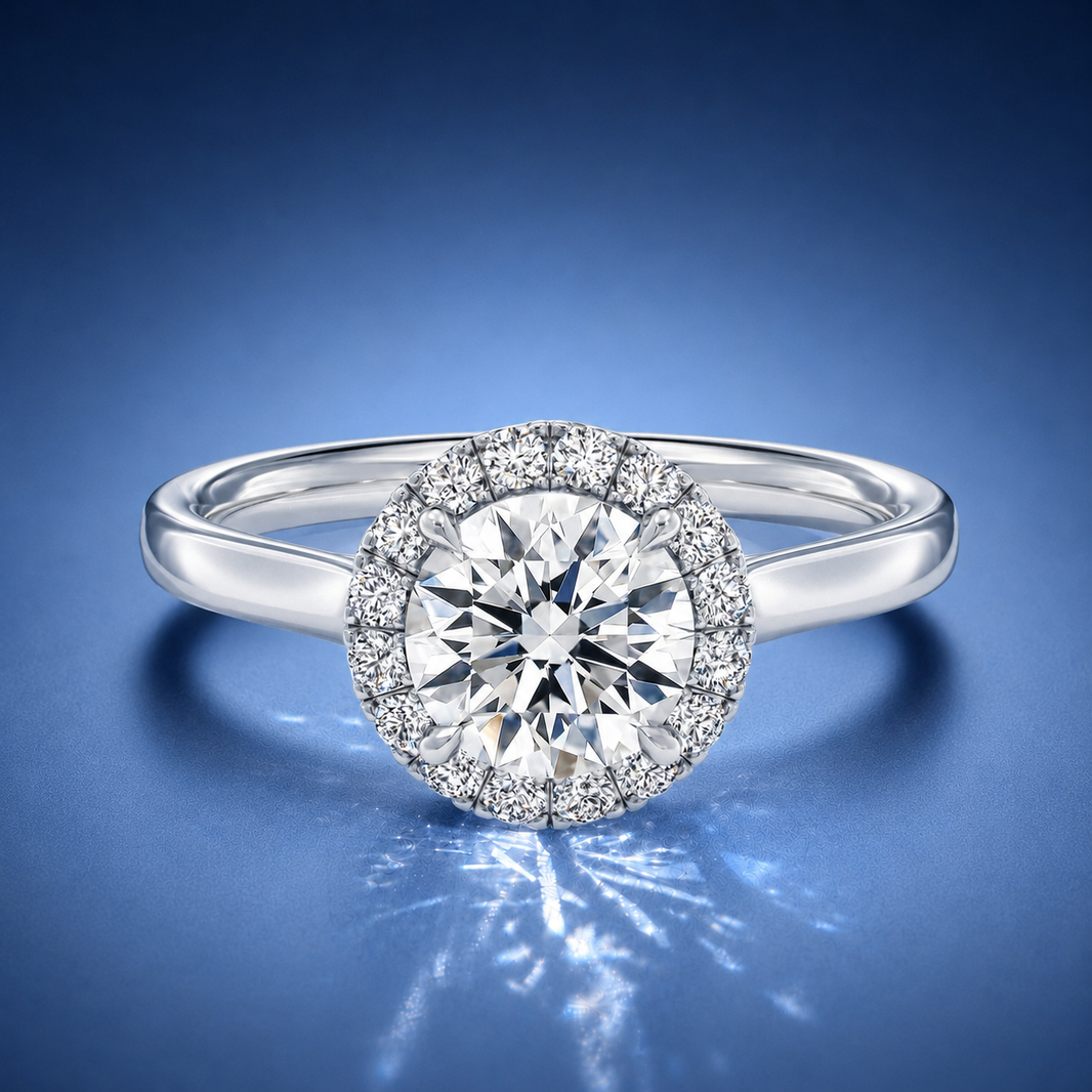 Calista Round Halo Engagement Ring