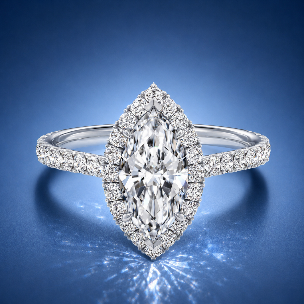 Solara Marquise Pavé Halo Engagement Ring
