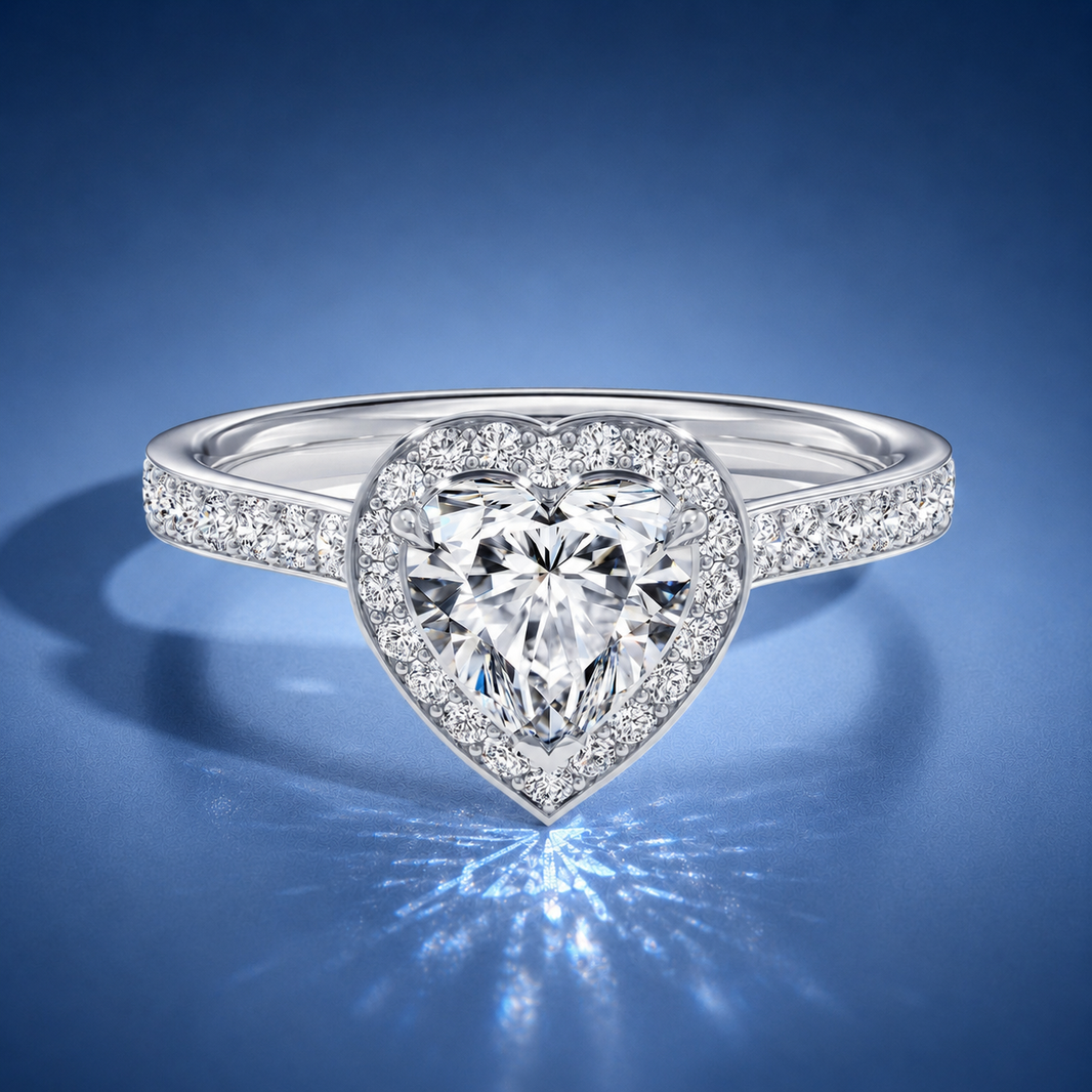 Novaria Heart Pavé Halo Engagement Ring