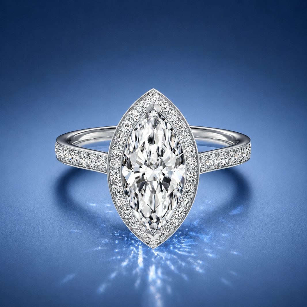 Novaria Marquise Pavé Halo Engagement Ring