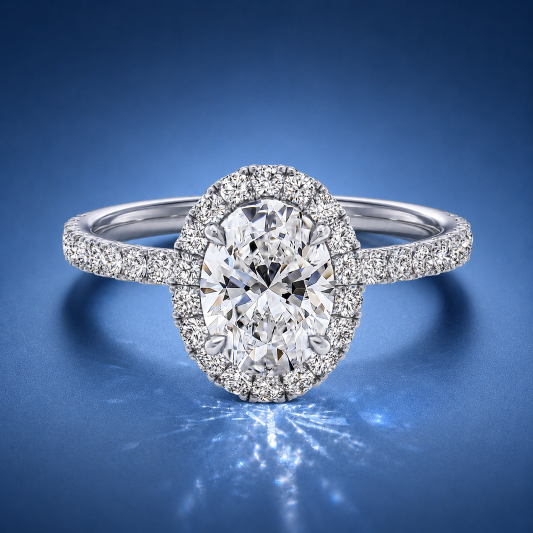 Veloura Oval Pavé Halo Engagement Ring