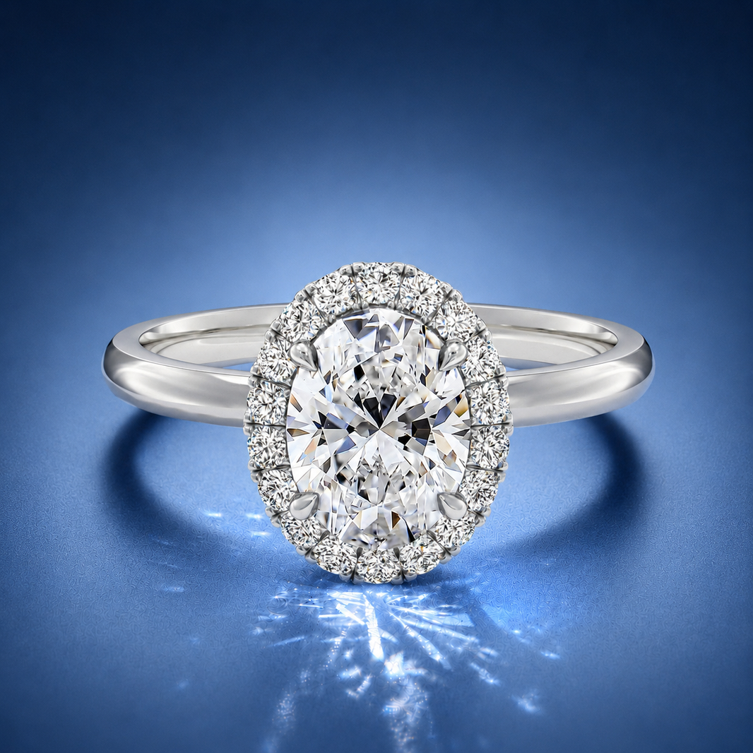 Asteria Oval Halo Engagement Ring