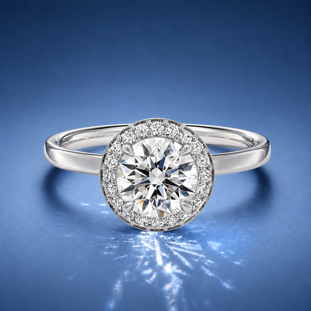 Novera Round Halo Engagement Ring