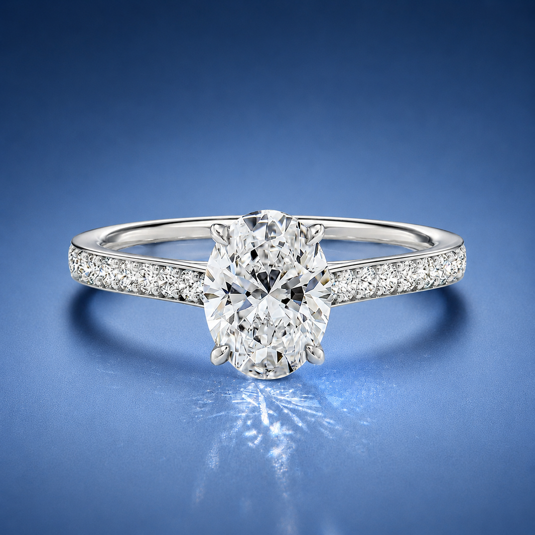 Aimee Oval Solitaire Pavé Engagement Ring