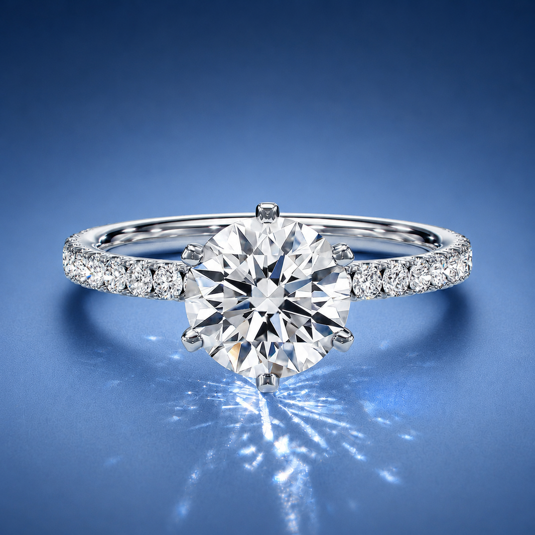 Demi Round Solitaire Pavé Engagement Ring