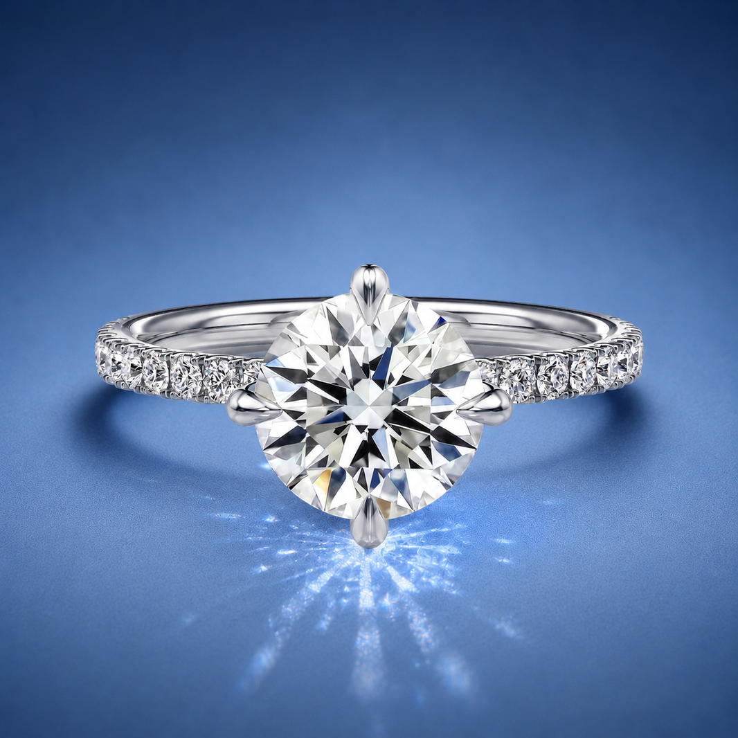 Secret Round Solitaire Pavé Engagement Ring