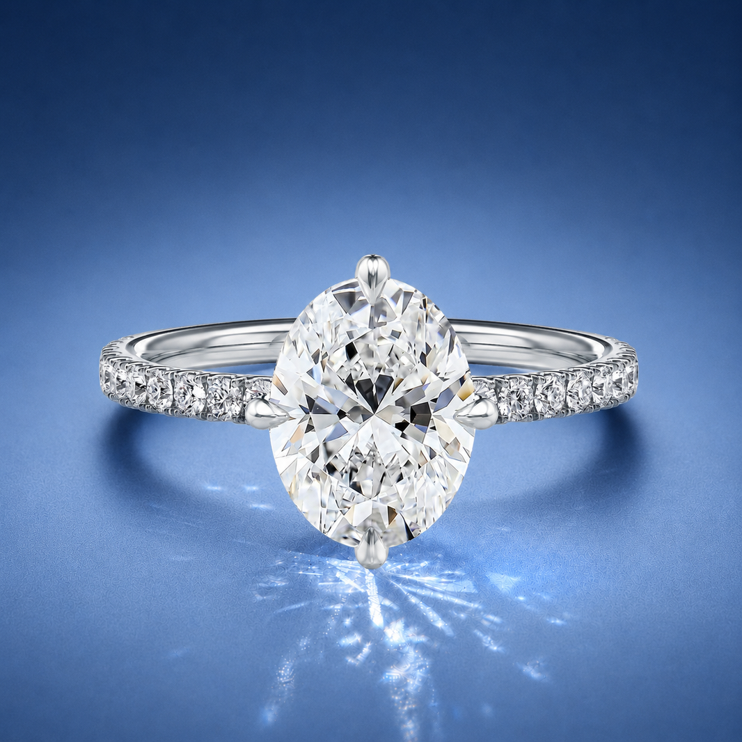 Secret Oval Solitaire Pavé Engagement Ring