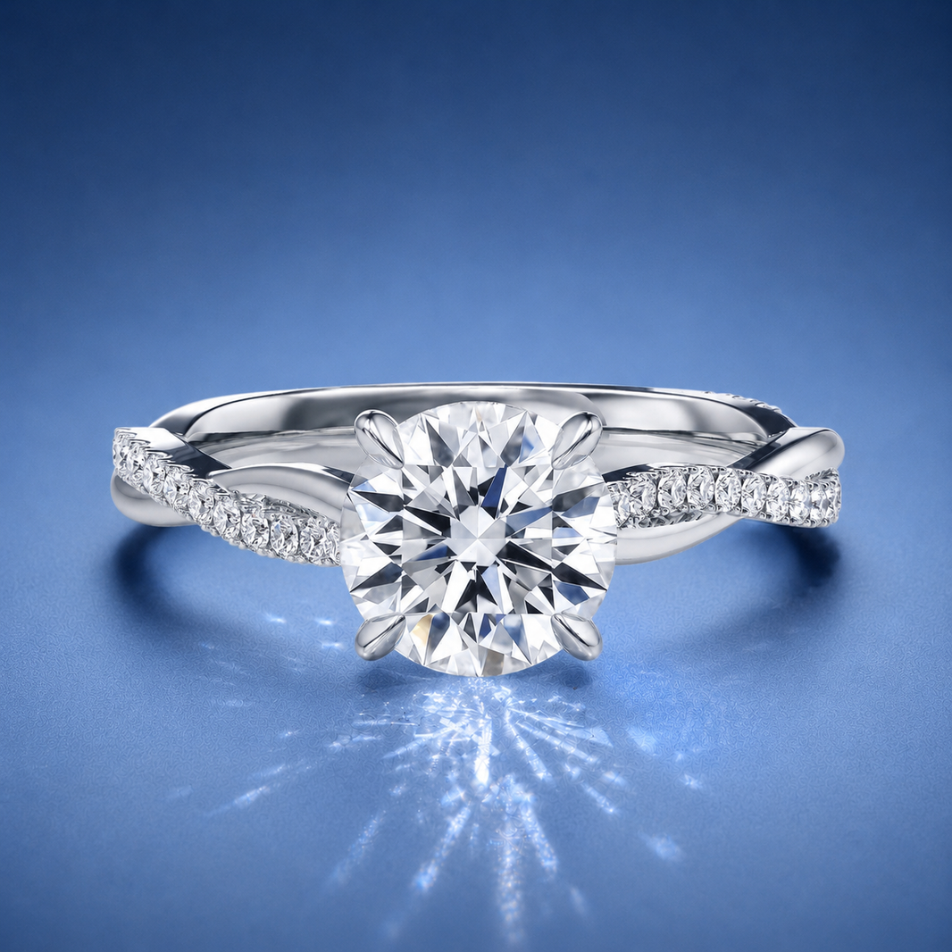 Solmira Round Pavé Twist Engagement Ring