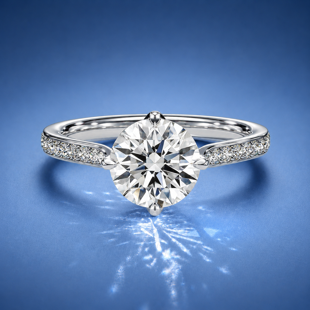 Rosette Round Solitaire Pavé Engagement Ring
