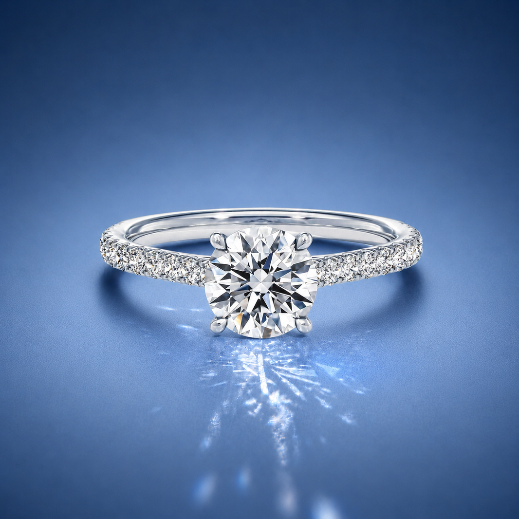 Odette Round Solitaire Pavé Engagement Ring