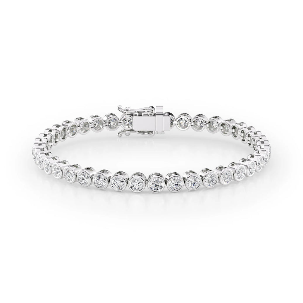 Round Cut Diamond Bezel-Set Tennis Bracelet