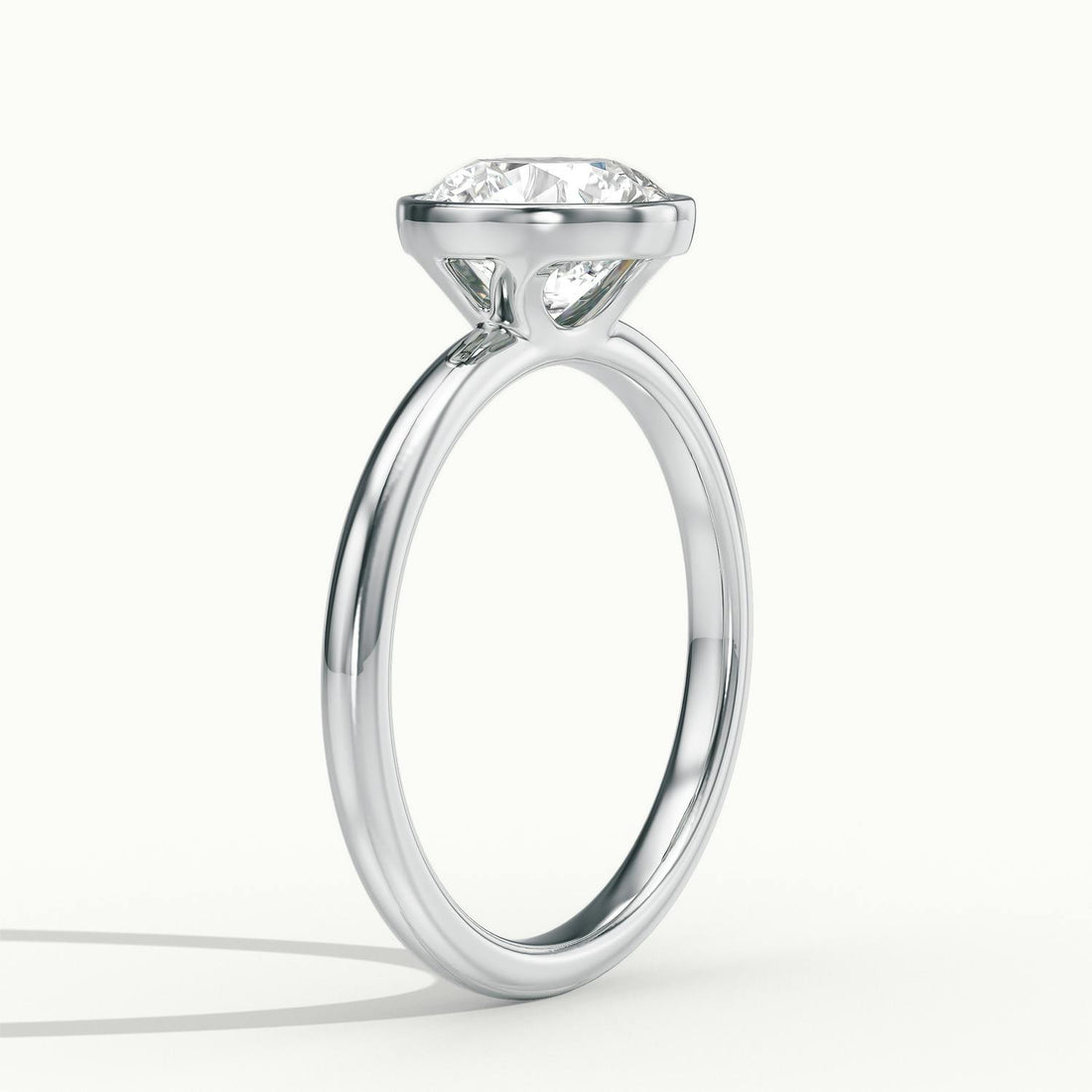 Lunaria Round Bezel Engagement Ring
