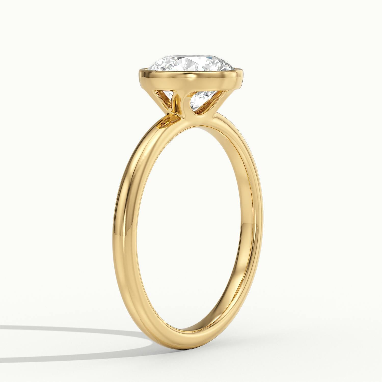 Lunaria Round Bezel Engagement Ring