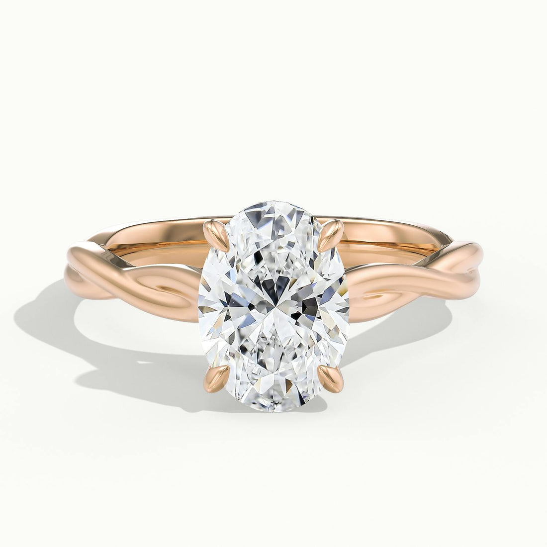 Selene Oval Solitaire Twisted Engagement Ring