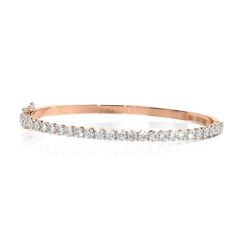Round Cut Diamond Half-Eternity Bangle Bracelet