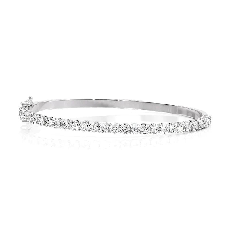 Round Cut Diamond Half-Eternity Bangle Bracelet