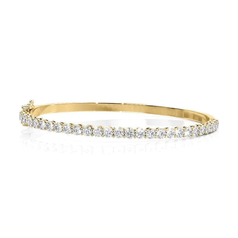 Round Cut Diamond Half-Eternity Bangle Bracelet