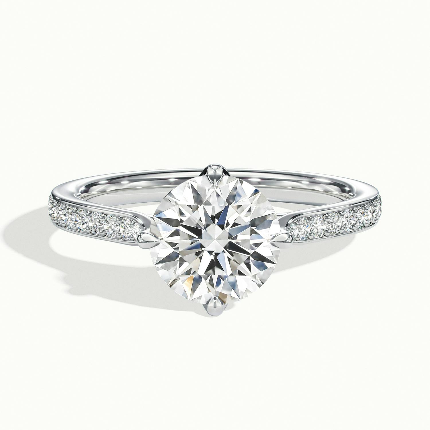 Rosette Round Solitaire Pavé Engagement Ring
