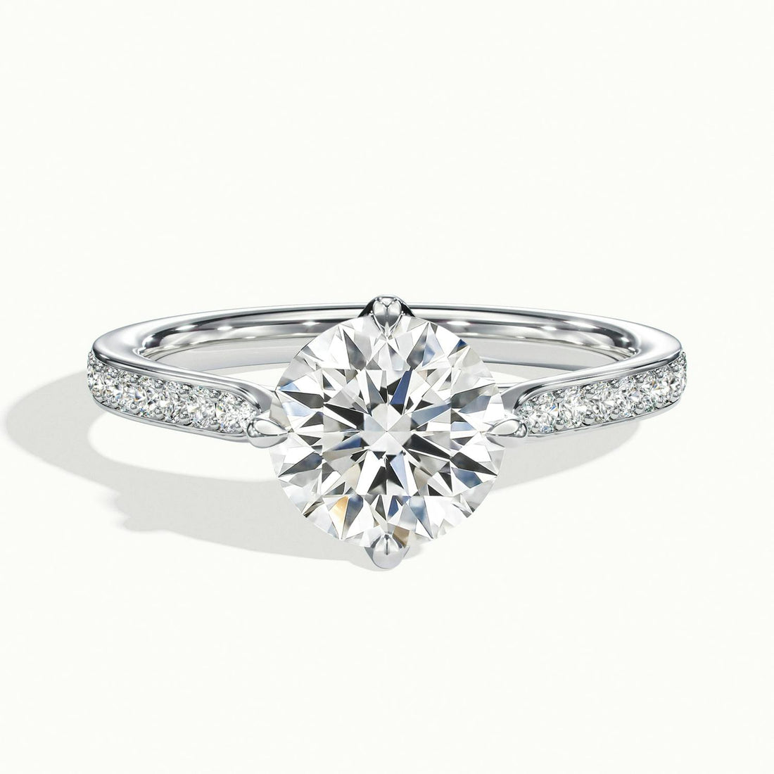 Rosette Round Solitaire Pavé Engagement Ring