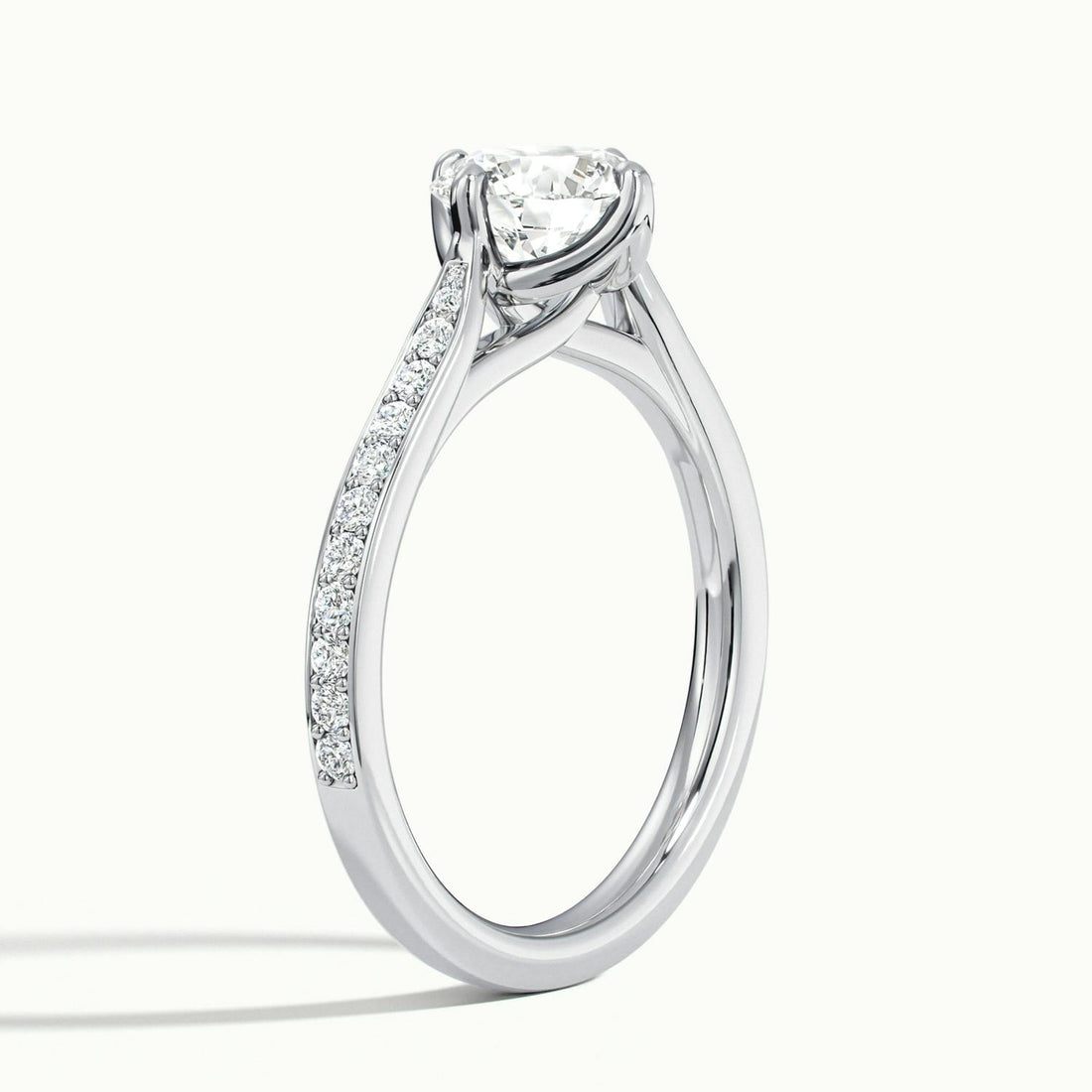 Rosette Round Solitaire Pavé Engagement Ring