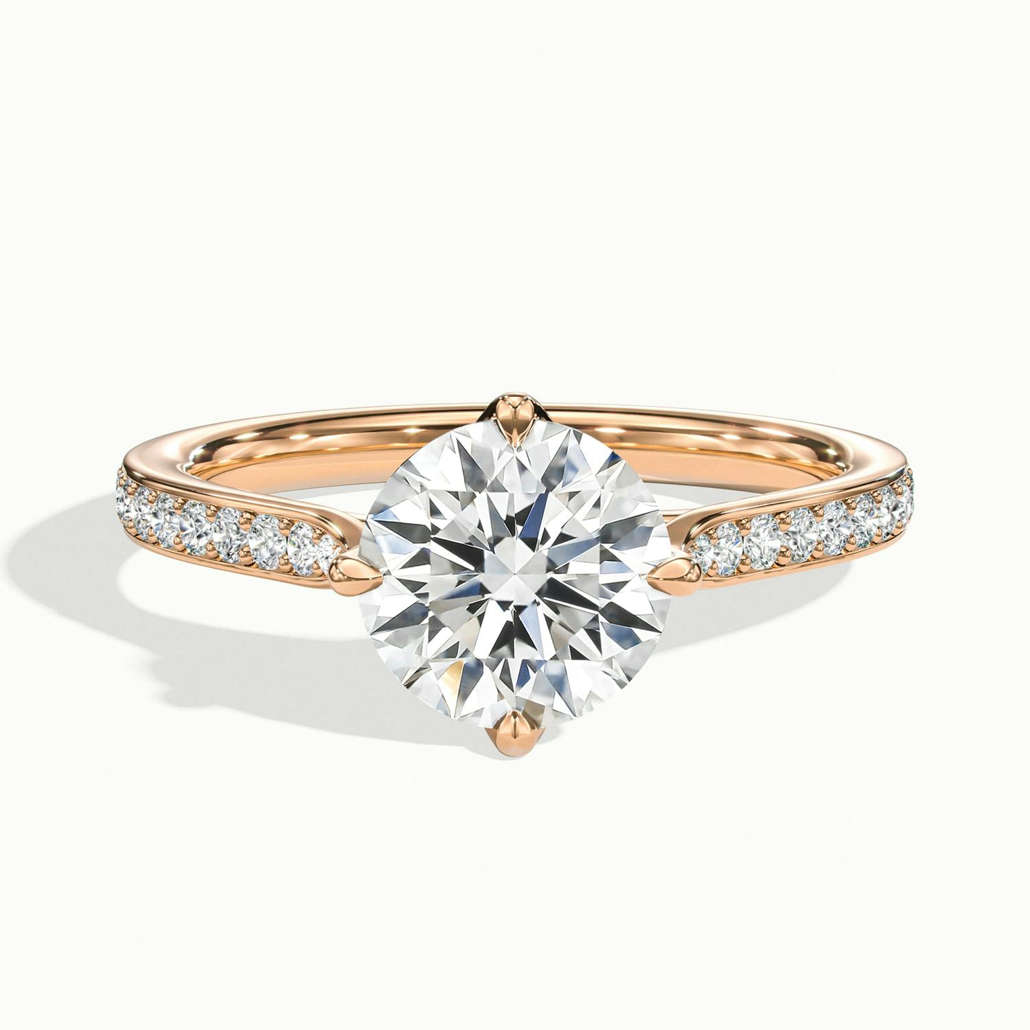 Rosette Round Solitaire Pavé Engagement Ring