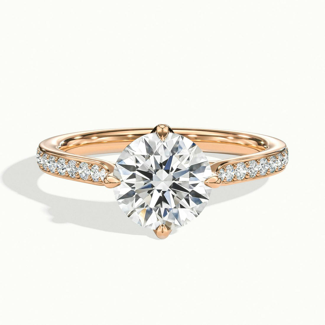 Rosette Round Solitaire Pavé Engagement Ring