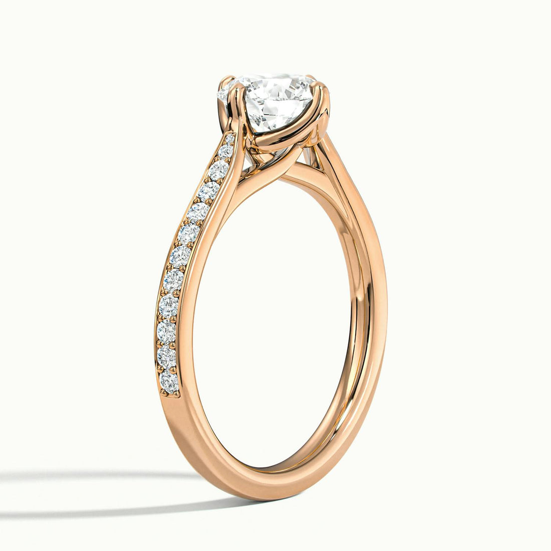 Rosette Round Solitaire Pavé Engagement Ring