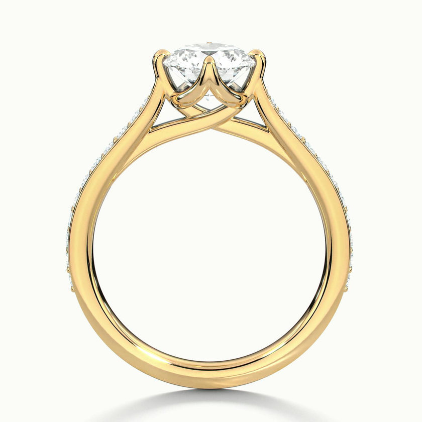 Rosette Round Solitaire Pavé Engagement Ring