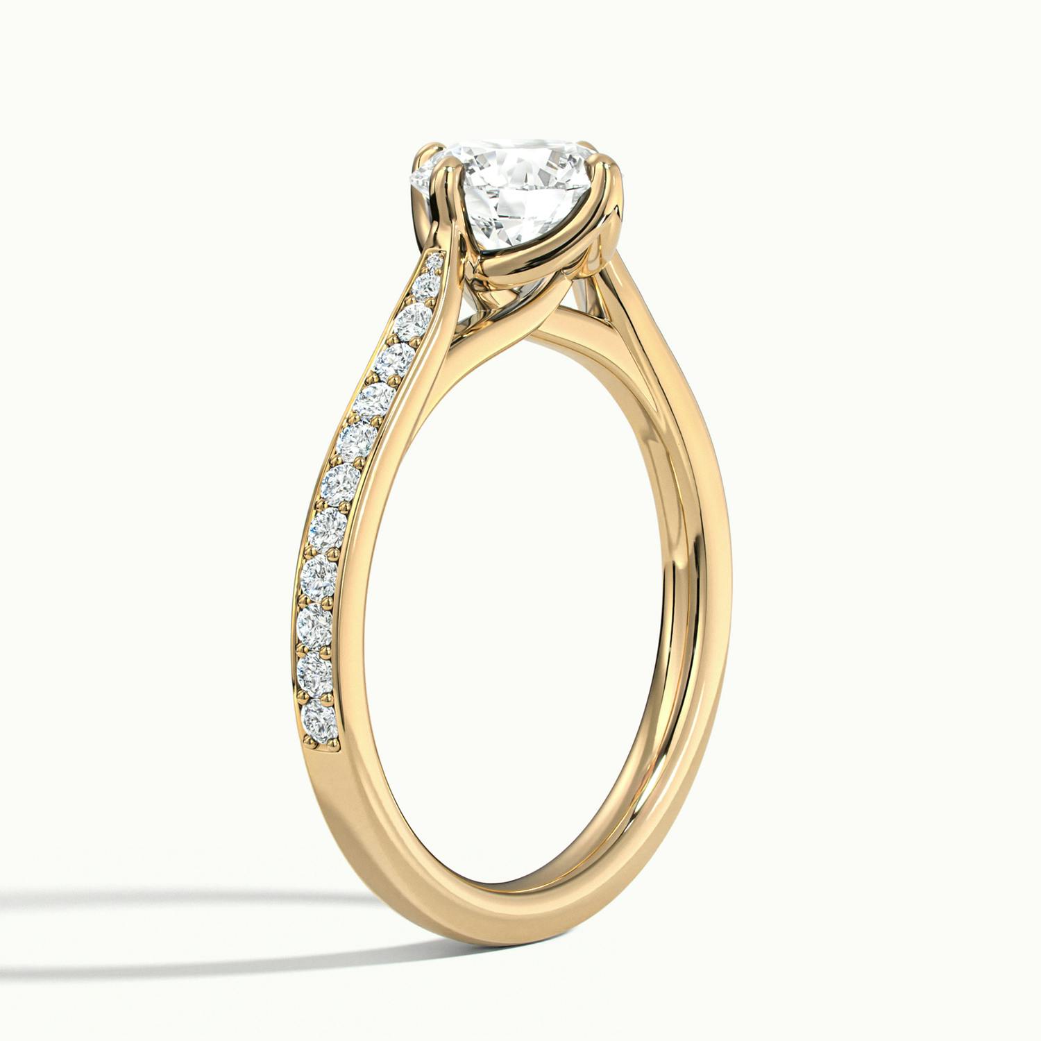 Rosette Round Solitaire Pavé Engagement Ring