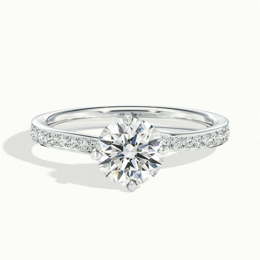 Delphine Round Solitaire Pavé Engagement Ring
