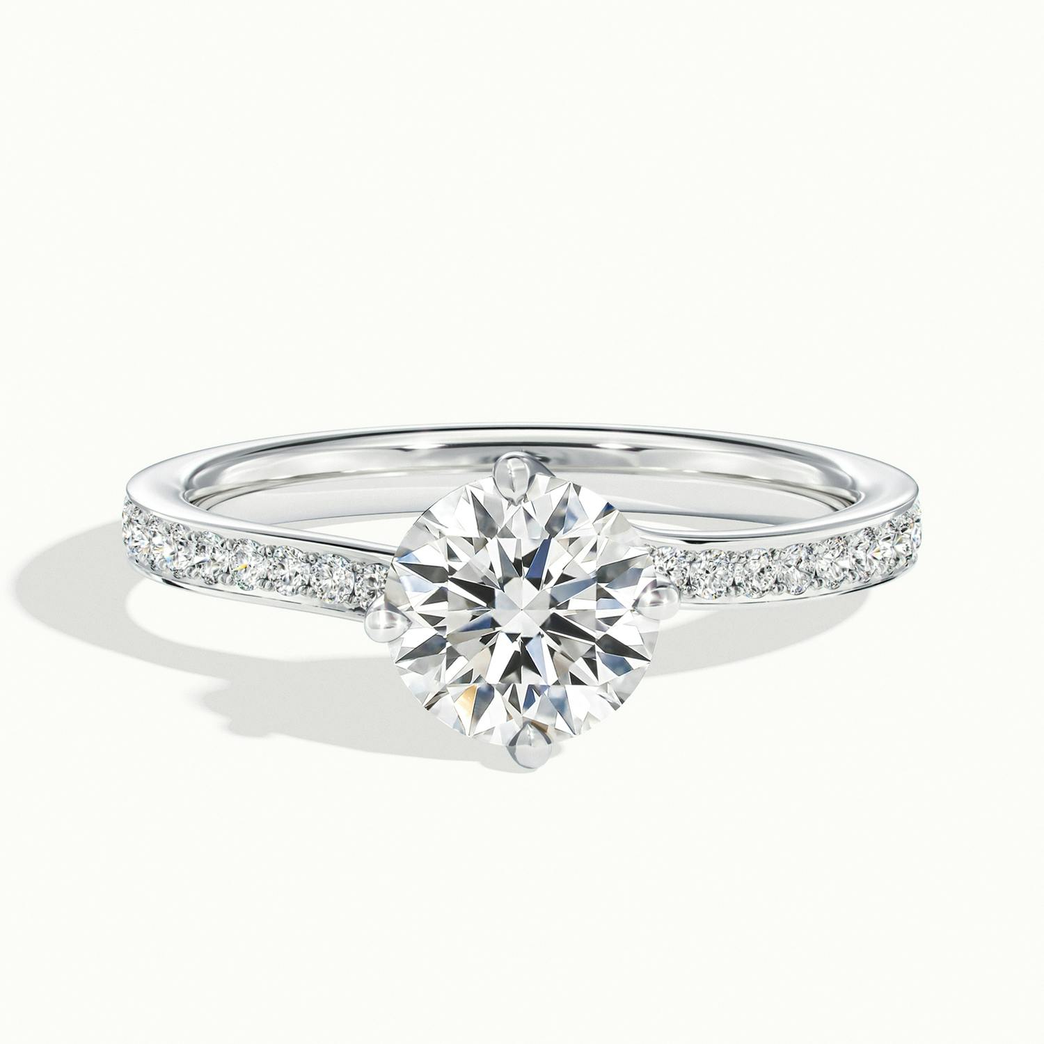 Delphine Round Solitaire Pavé Engagement Ring