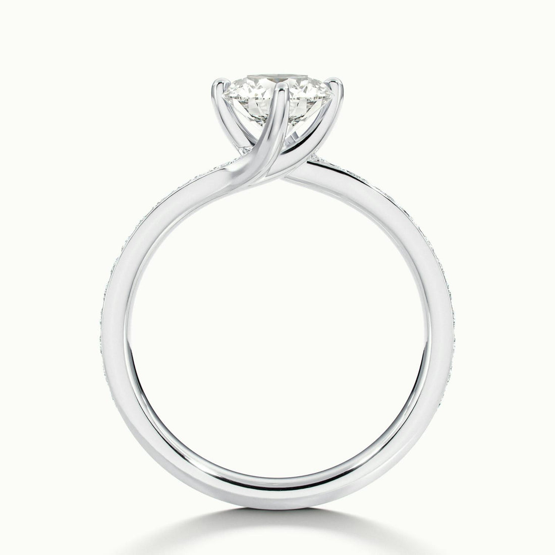 Delphine Round Solitaire Pavé Engagement Ring